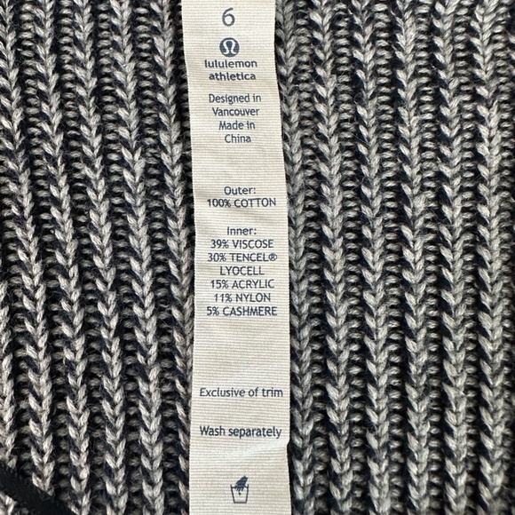 Lululemon Vestigan Chunky Rib Knit Open Sweater Cardigan 6 Navy Thumb Holes Rib - Picture 14 of 14